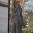 thumbnail image 4 of Scyoekwg Two Piece Outfits Women Sweatsuit Fall Outfits Long Sleeve Tops Wide Leg Pants Fashion Casual Matching Outfits Sweatsuits (Dark Gray,XL), 4 of 6