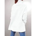 thumbnail image 6 of Women'S Turtle-Neck Oversized Sweaters Long Batwing Sleeve Spilt Hem Tunic Pullover Knit Tops White XXL, 6 of 7