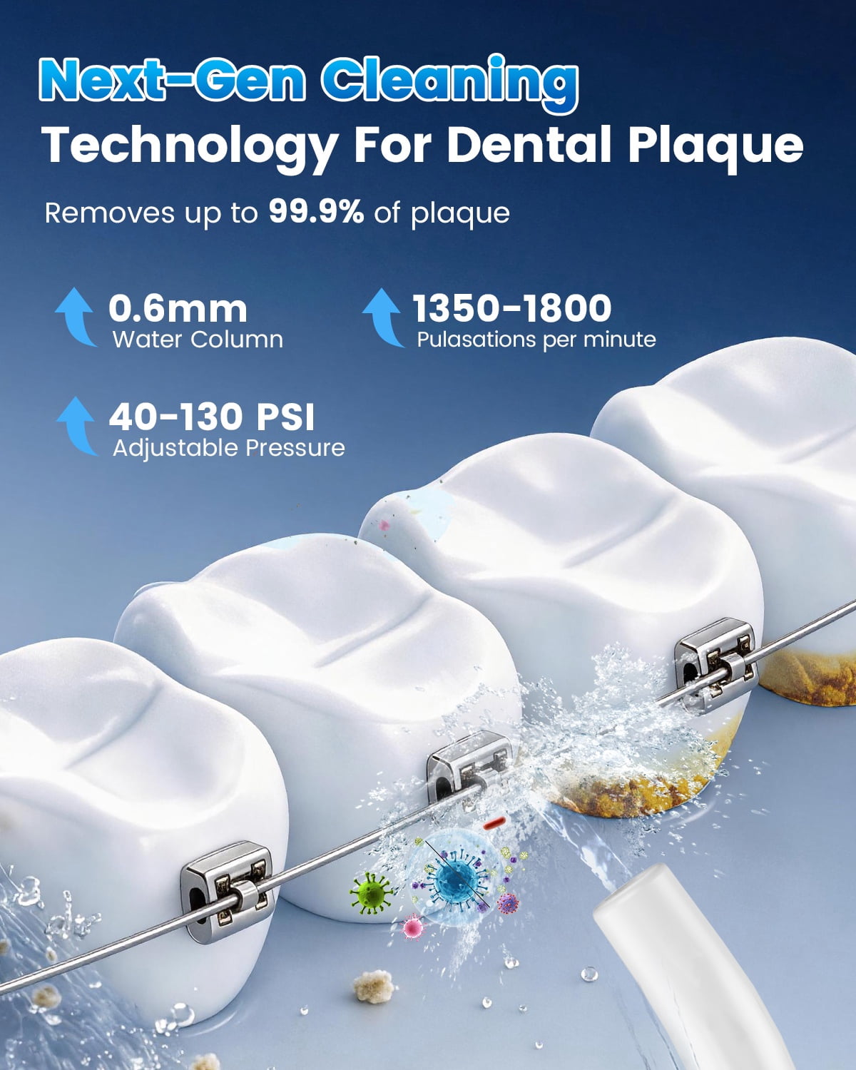 JTF Cordless Water Flosser for Teeth: 3 Modes & 10 DIY Pressure Levels Portable Oral Irrigator for Braces & Sensitive Gums with 9 Tips & 300ML Tank, Rechargeable Electric Dental Pick for Home Travel