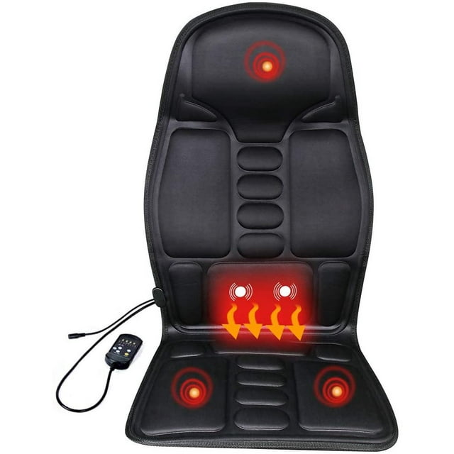 Funda de asiento de masaje Masajeador de espalda Funda de asiento de masaje Cojín de asiento de masaje de vibración Colchoneta de masaje con calor de vibración 5 vibraciones de motor 8 modos de masaje Adepaton LN-1897