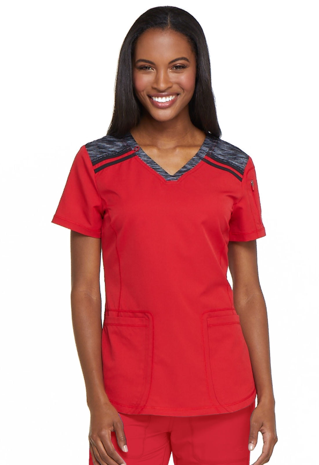 Dickies Dickies Dynamix Women Scrubs Top V Neck Dk740 Xl Red 4394