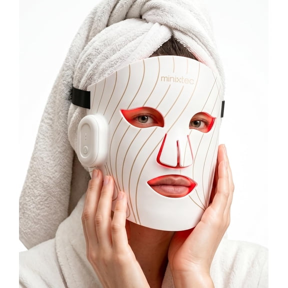 Ministec LED Light Therapy Face Mask, 276 LEDs Red Blue Amber Near‑Infrared Light Facial Mask, Wireless Silicone Photon Mask for Acne Reduction, Anti‑Aging, Skin Rejuvenation, Brightening Skin Tone