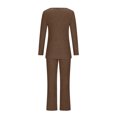 thumbnail image 6 of Diufon Womens Knit Sets Round Neck Long Sleeve Side Hem Split Sweaters Solid Color Trousers, 6 of 7