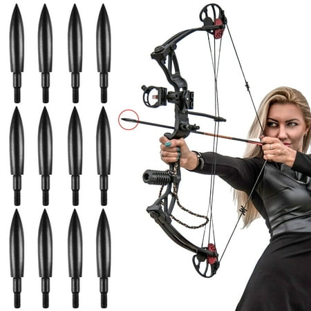Celectigo 12PCS Screw-in Archery Field Points - Durable Steel Tips for Crossbow Recurve Bow Compound Bow and Hunting