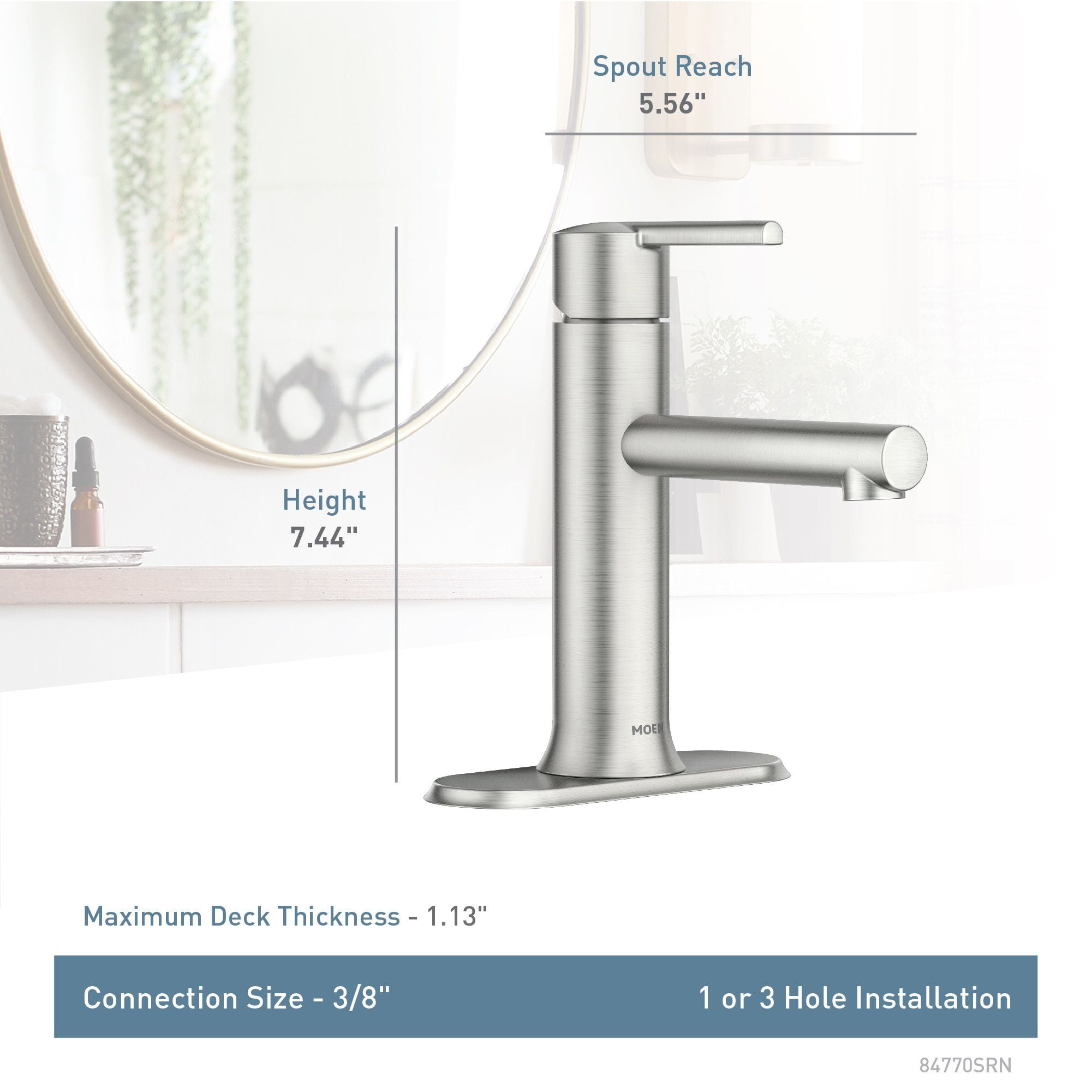 Moen Arlys Single Handle Modern Chrome Bathroom Faucet with Deck Plate