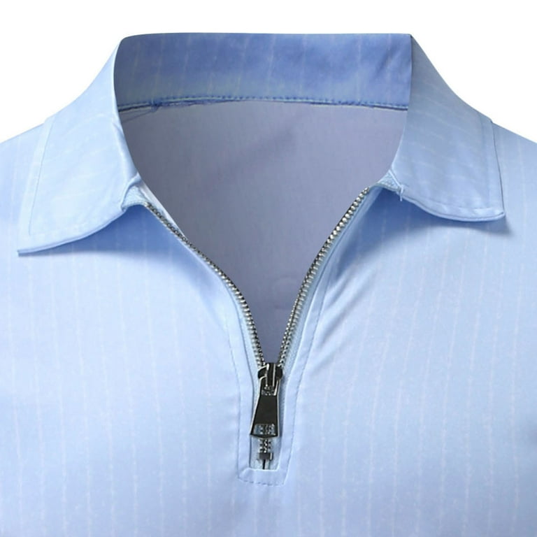 Labakihah Polo Shirts for Men Men's Casual Zipper Top Shirt Turn Down  Collar Blouse Stripe Printed Blouse Polos Shirt Fashion Formal Shirt Mens  Long