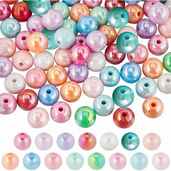 150Pcs 15 Colors Chunky Bead Acrylic Pen Beads Opaque Colorful AB Color Bubblegum Large Round Ball Gum Loose Spacer Beads for Beadable Pens Jewelry Making Bracelet Decoration Kits