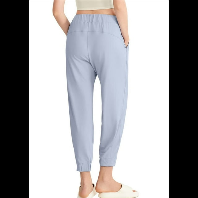 Pantalones de Yoga Largos para Mujer, Ajustados, Informales, Cómodos, para Gimnasio, Senderismo, Cintura Elástica, Color Azul Glaciar, Talla M