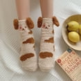 thumbnail image 2 of Bibifish Womens Crew Socks Cute Dog Pattern Plush Socks Soft Warm Fuzzy Comfy Fall Winter Cozy Sleeping Loungewear Socks For Ladies, 2 of 7