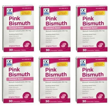 6 Pack Quality Choice Pink-Bismuth Chewable Tablets 30 Tablets Each