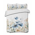 thumbnail image 2 of Quilts Twin XL Size, Blue Spring Floral Soft Comforter Bedding Set for Bed, Watercolor Blooming Summer Botanical Lightweight Quilted Bedspread with Pillow Cover(2 Pieces) for All Season, 68x98 Inch, 2 of 6