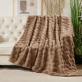 thumbnail image 7 of Home Soft Things Brick Textured Faux Fur Throw Blanket with Micromink Back, Luxury Soft Cozy Fluffy Fluzzy Plush Throw, 60x70 inches, Taupe, 7 of 7