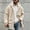 Beige, variant on Men's Hooded Sherpa Fleece Coat, Cable Textured Full Zip Fluffy Warm Mid Length Casual Fuzzy Winter Jacket with Side Pockets