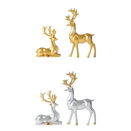 TISHITA 2 Set of Resin Deer Figurine Statues for Home Living Rooms Decorations Crafts Sculpture