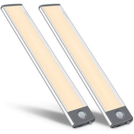 

LED Motion Sensor Cabinet Light Under Counter Closet Lighting Wireless USB Rechargeable Kitchen Night Lights Battery Powered Operated Light 30-LED Light for Wardrobe Closets Cabinet Cupboard(2 Pack)