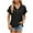 Black, variant on Qiaocaity Summer Shirts for Women V Neck Hollow Out Recreational Short Sleeve Tops Blouse Black L