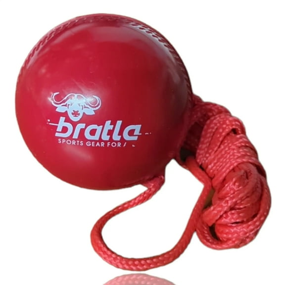 Bratla Cricket PVC Ball with Rope - Cricket Hanging Ball as a Cricket Training Ball with Cord String for Batting Practice, Red Cricket Practice Balls from Cricket Training Equipments