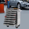 thumbnail image 2 of 7-Drawer Rolling Tool Chest, Seizeen Metal Tool Box on Wheels, Mobile Tool Organizer Garage Storage Cabinet with Storage Box, Silver, 2 of 9