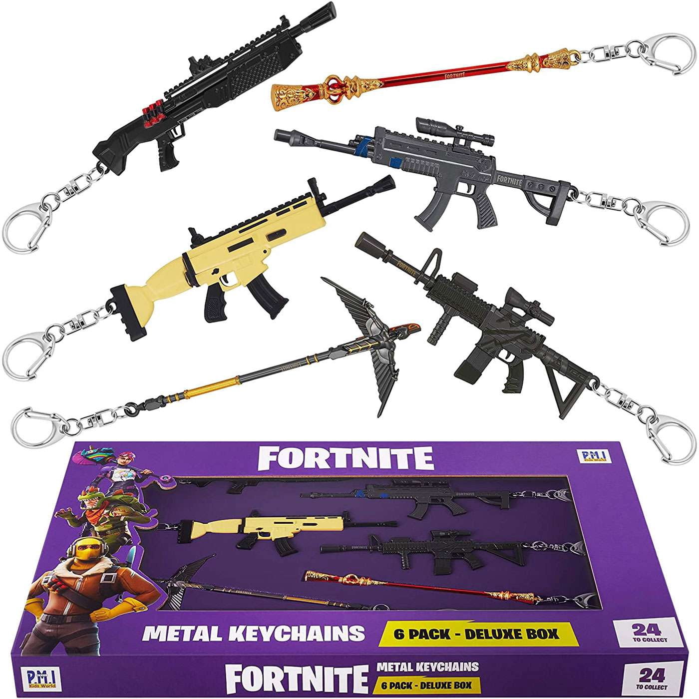 ZURU Fortnite Metal Clasp Keychain, 6 Count