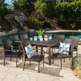 thumbnail image 3 of Noble House Brett Outdoor 9 Piece Stacking Wicker Square Dining Set, Multibrown, 3 of 7