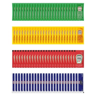 Heinz  Kraft Condiment Packets On the Go, Ketchup, Mustard, Relish, Mayo, 25 Packets Each, 100 Packets Total