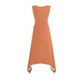 thumbnail image 4 of Swstbby Soldes d'Été! Robe d'Été pour Femmes, Robes Sans Manches à Col Rond avec Cordon de Serrage, Robe Décontractée à Volants en Ligne A Mini Robe Orange TTG, 4 of 5