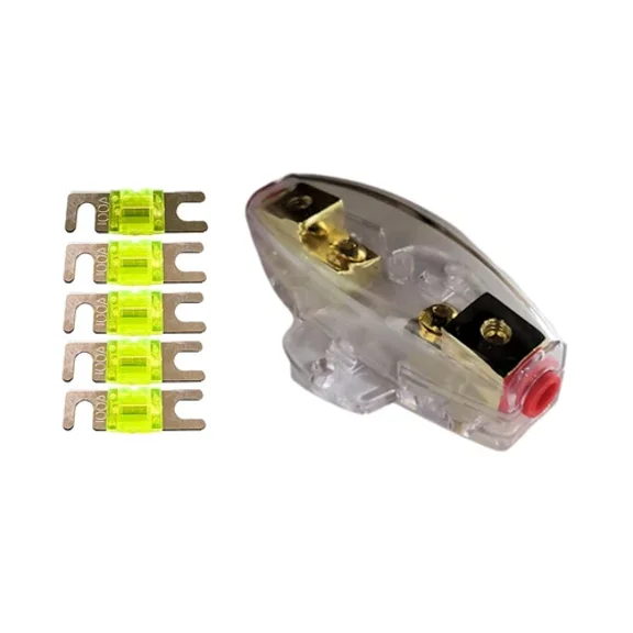 Imc Audio 100 Amp Mini Anl And 5 Fuses Fuse Holder 4 6 8 Gauge Car Audio Gold