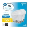 thumbnail image 2 of Great Value A19 LED Light Bulbs, 100 Watts Eqv, Daylight, General Purpose, 9yr, Medium Base, 12 pack, 2 of 5
