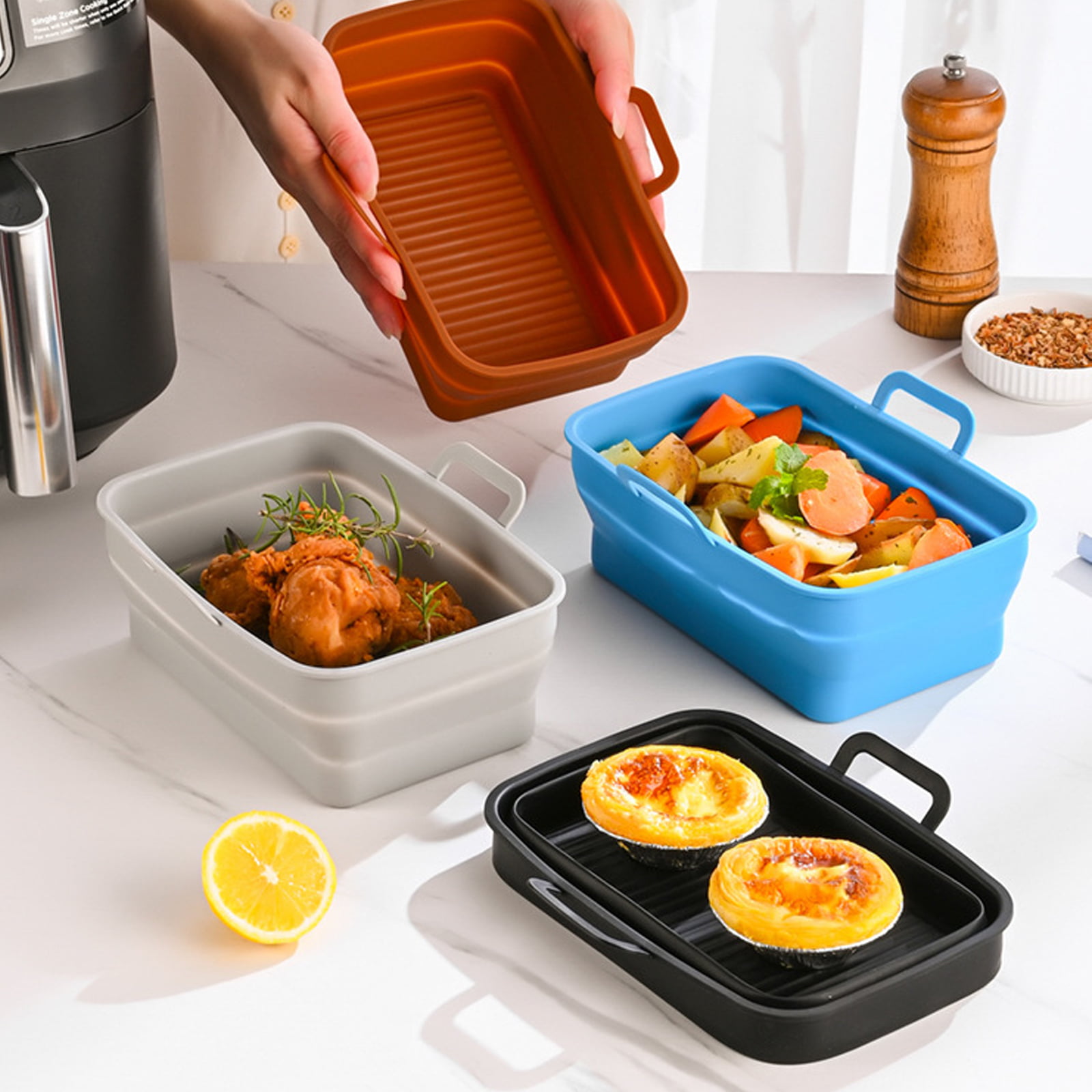  KINLYBO Air Fryer Silicone Pot for Ninja Dual DZ201