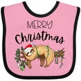 thumbnail image 3 of Inktastic Merry Christmas Cute Sloth with Santa Hat and Lights Boys or Girls Baby Bib, 3 of 4