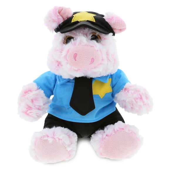 DolliBu Pig Police Officer Plush Toy with Cute Cop Uniform - 9 inches