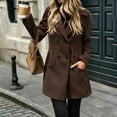 thumbnail image 5 of Cmfcve Womens Plus Size Hooded Coats Double‑Breasted Mid Length Overcoat Long Sleeve Casual Outerwear Jacket, 5 of 8
