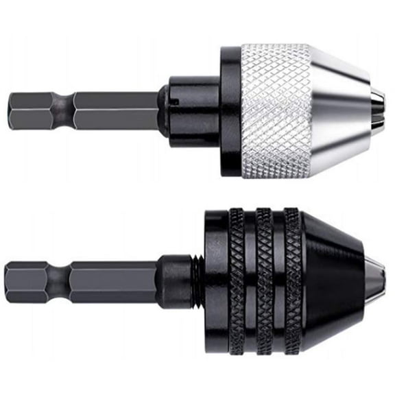 Chuck Adapter for Impact Driver - 2Pcs Impact Drill Adapter 1/4 Hex Shank (0.3-6.5mm,0.3-6.5mm)
