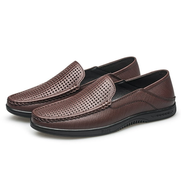 Men's Casual Loafers Slip On Leather Shoes Comfortable Lightweight Driving Shoes Male Moccasins Classic Penny Loafer Flats Boat Shoes Outdoor Walking Shoes
