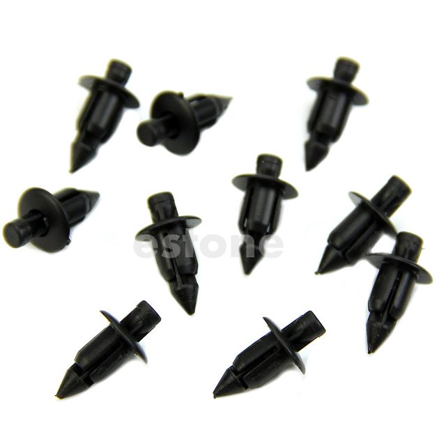 Parachoques de coche nuevo para guardabarros, remaches de plástico negros con orificio de 6 mm, 10 unidades