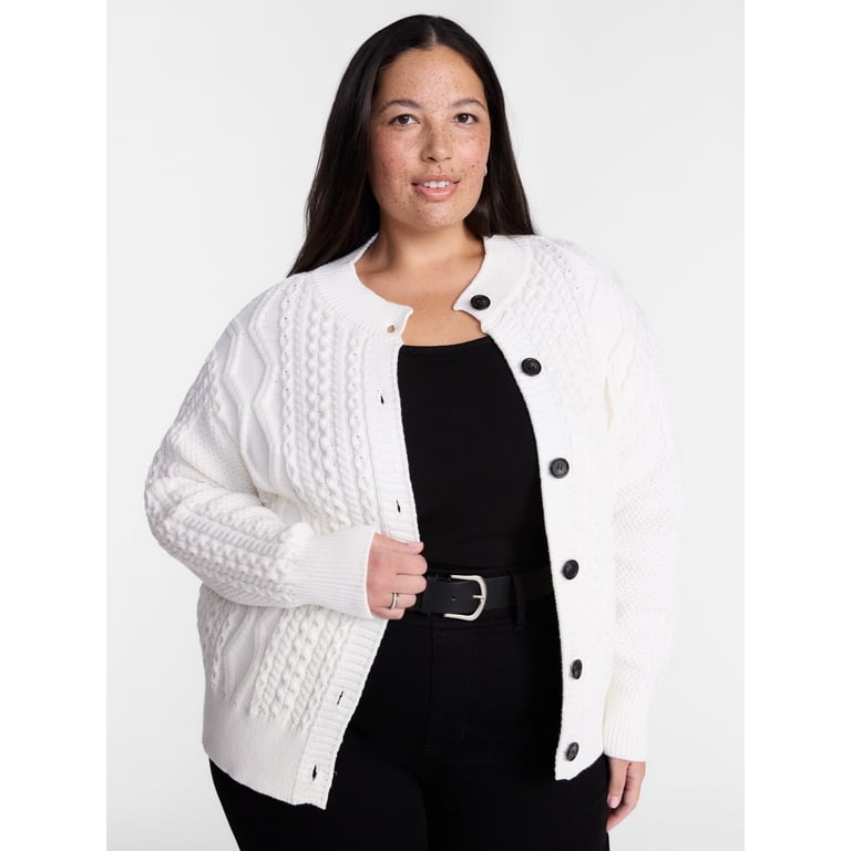 Terra & Sky Women's Plus Cable Knit Cardigan photo 1