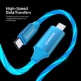 thumbnail image 5 of Powertek Light-Up USB-C to USB-C Fast Charging Cable, 60W, 5 ft, Blue, 5 of 7