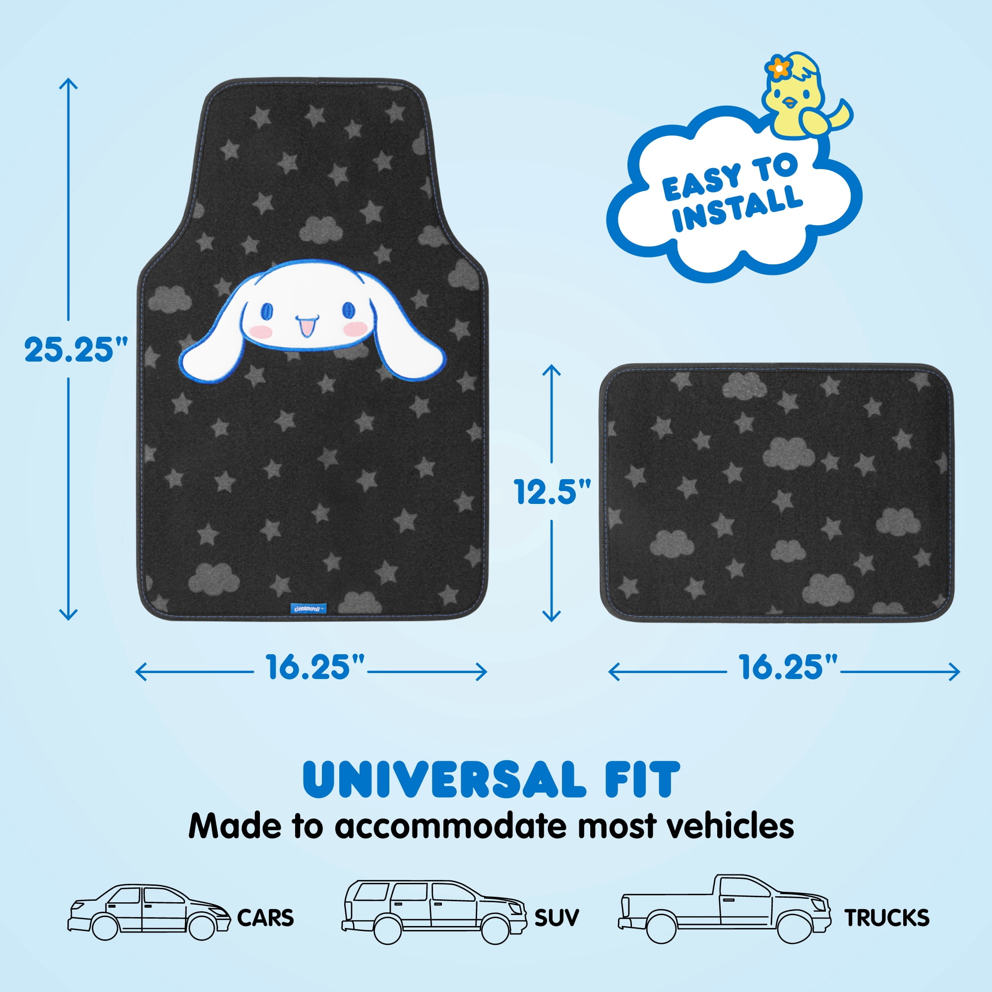 Cinnamoroll Carpet Car Floor Mats - Universal Fit for Cars, SUVs & Trucks