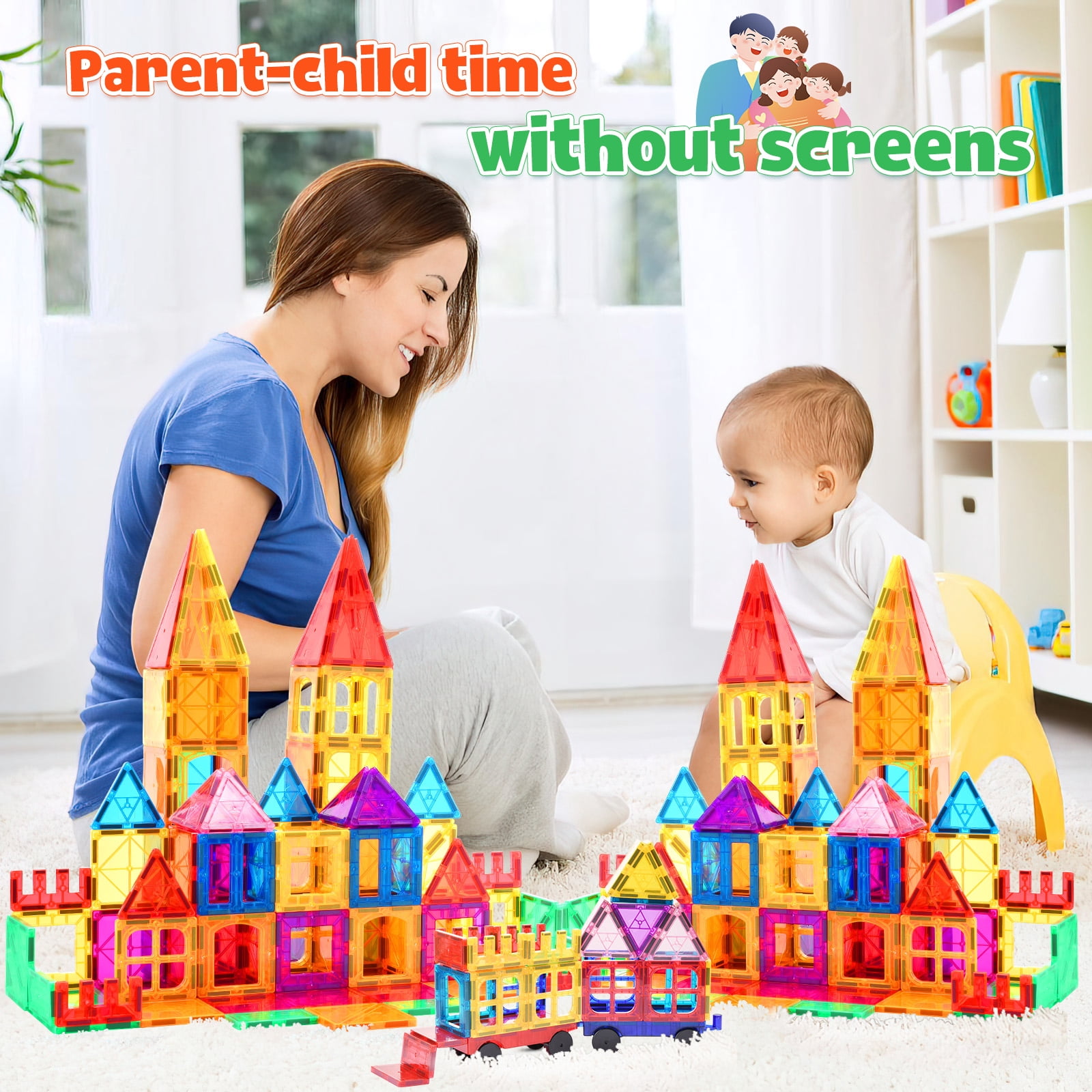Magnetic Tiles 102pcs Building Blocks Stem Toys for 3+ Year Old Boys and Girls Montessori Toys Toddler Kids Gifts Parents Approved Sensory Toys