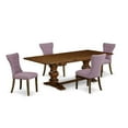 thumbnail image 2 of East West Furniture Lassale 5-piece Wood Dining Set in Walnut/Brown Green, 2 of 5