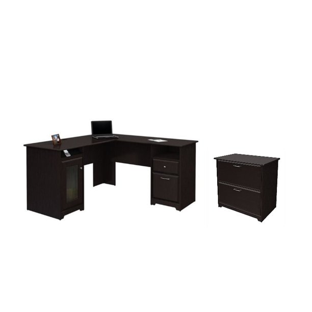 Bush Furniture Cabot 2 Piece Office Set With Filing Cabinet And Desk In Espresso Oak Walmart Com Walmart Com