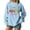 Light Blue, variant on Wutalume Women's Casual Character Print Round Neck Long Sleeve Sweatshirt, Comfortable Loose Fit for Stylish and Relaxed Wear,for Home, Work, or Outdoor Activities,Army Green L