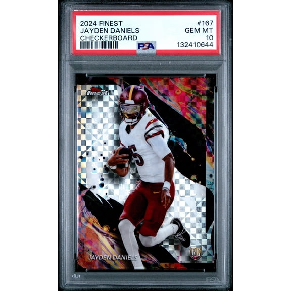 Graded 2024 Topps Finest Jayden Daniels #167 Checkerboard Rookie RC Football Card PSA 10 Gem Mint