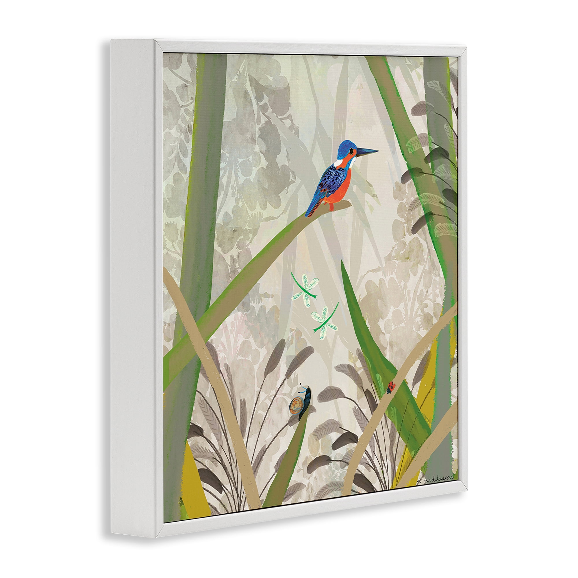 Stupell Industries Kingfisher Among Branches White Framed Giclee Art, design by Kay Widdowson