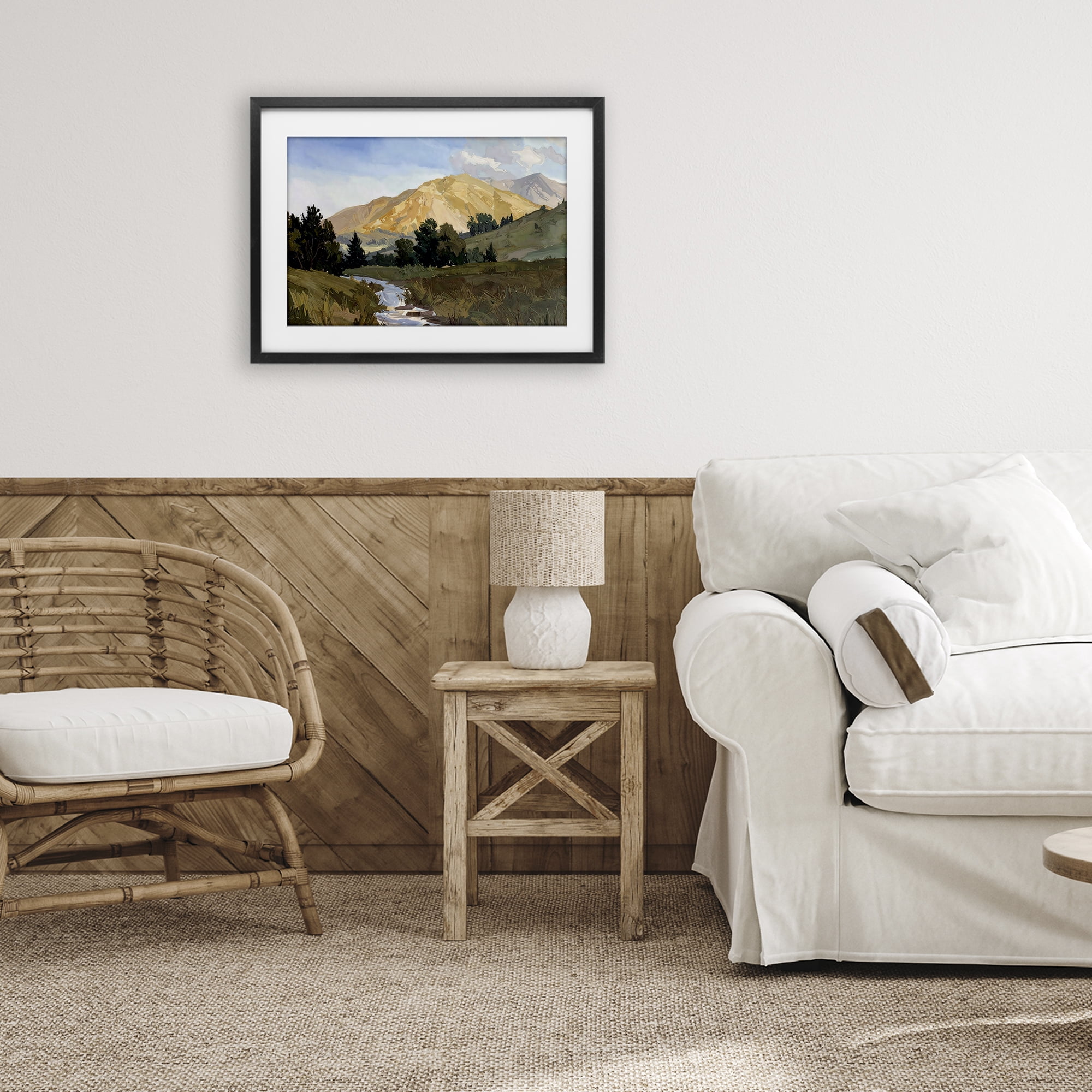 Stupell Industries Mountain Divide Valley Black Framed Print Under Glass, design by Alonza Saunders
