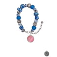 thumbnail image 2 of Delight Jewelry Silvertone Round - Imitation Cat's Eye - Pink - Blue Paw Print Bead Bracelet, 7"+2", 2 of 4
