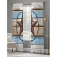 thumbnail image 4 of Beige Blue Brown Star Sheer Curtains for Living Room Bedroom Texas Star Wooden Vintage Sheer Curtains 108 Inch Long 2 Panels Set Light Filtering Curtain Window Treatments Drapes for Dining Room, 4 of 6