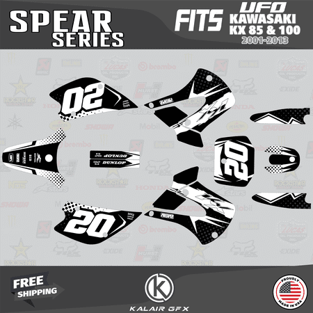Kalair GFX Graphics Kit for Kawasaki KX100 UFO RESTYLE (2001-2013) Spear Series