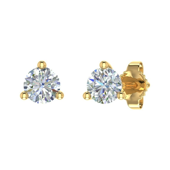 0.40 Carat 3-Prong Set Diamond Stud Earrings in 14K Yellow Gold