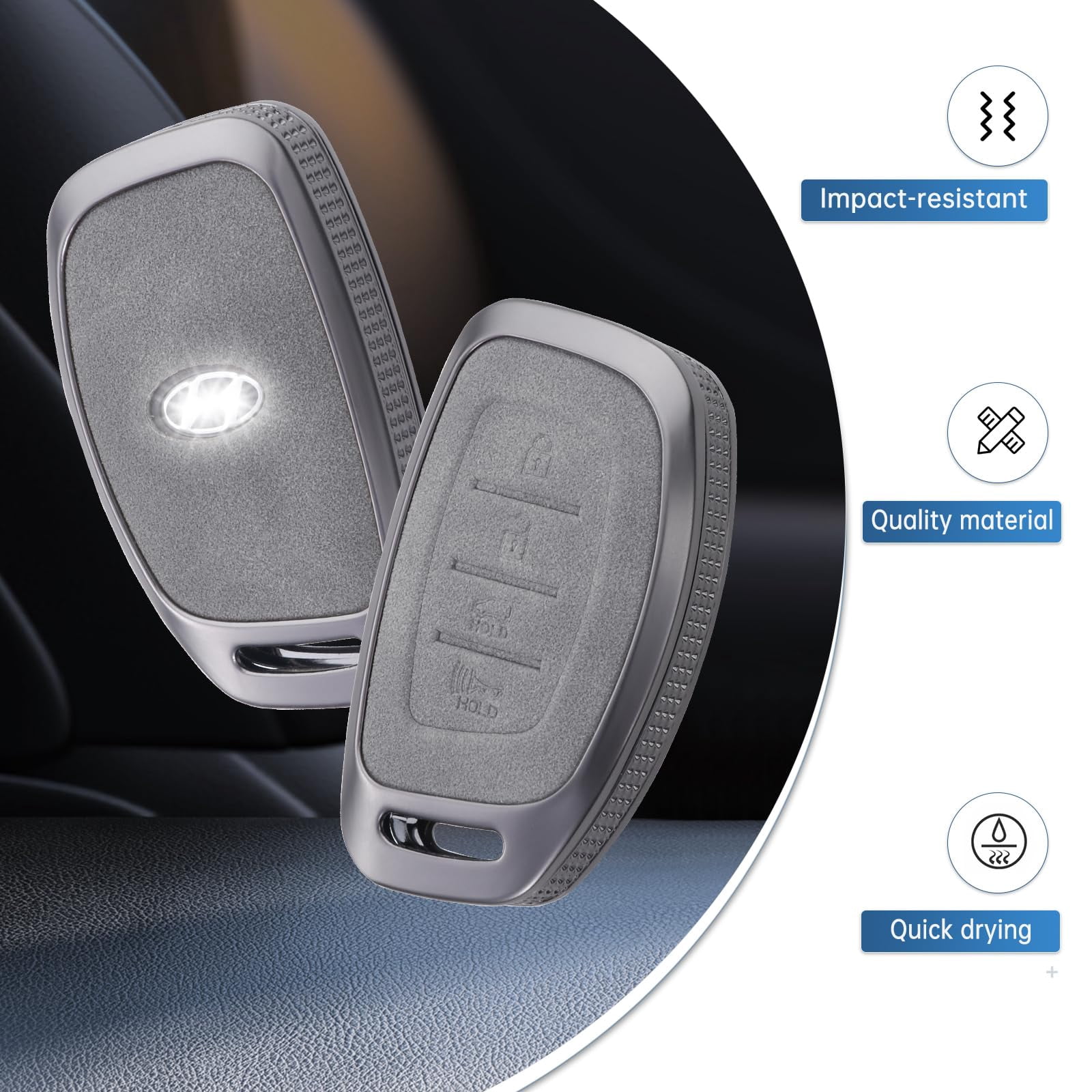 for Hyundai Key Fob Cover, Full Protection Key Case Shell Compatible with Hyundai Elantra Ioniq Sonata Tucson Elantra GT 4 Buttons
